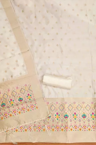 Pure zari soft banarasi silk 3pc dress material