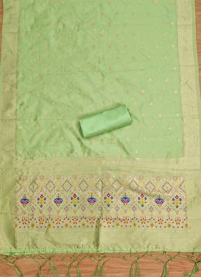 Pure zari soft banarasi silk 3pc dress material 2