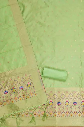 Pure zari soft banarasi silk 3pc dress material
