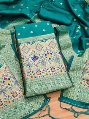 Pure zari soft banarasi silk 3pc dress material 1