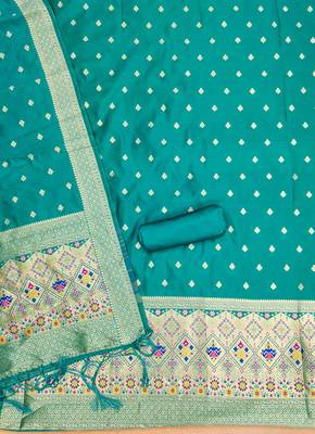 Pure zari soft banarasi silk 3pc dress material 4