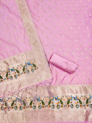 Pure zari soft banarasi silk 3pc dress material 3