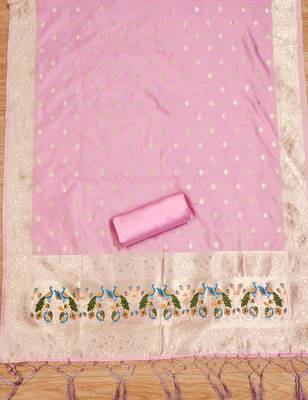Pure zari soft banarasi silk 3pc dress material 4