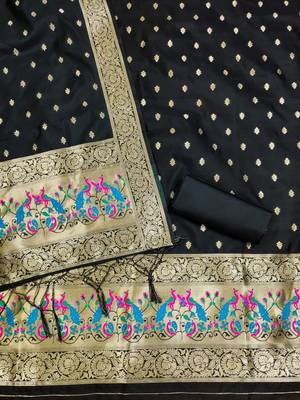 Pure zari soft banarasi silk 3pc dress material 4