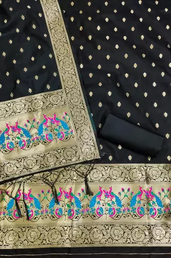 Pure zari soft banarasi silk 3pc dress material