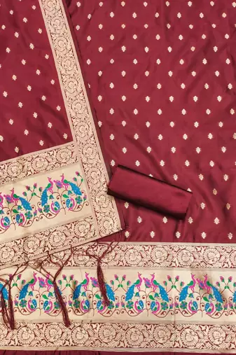 Pure zari soft banarasi silk 3pc dress material