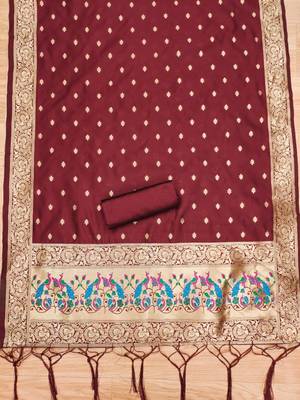 Pure zari soft banarasi silk 3pc dress material 4