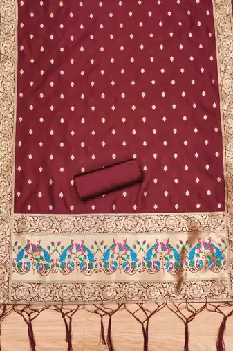 Pure zari soft banarasi silk 3pc dress material