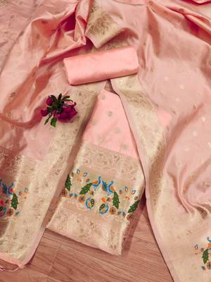 Pure zari soft banarasi silk 3pc dress material 1