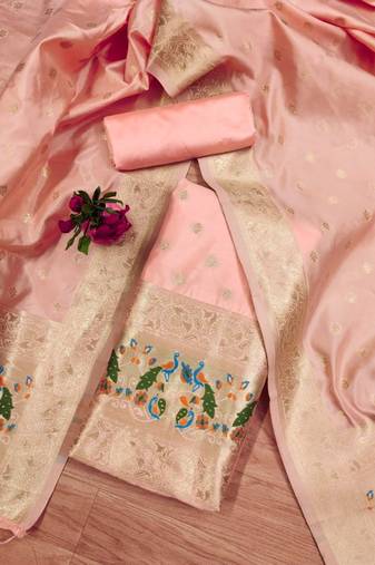 Pure zari soft banarasi silk 3pc dress material