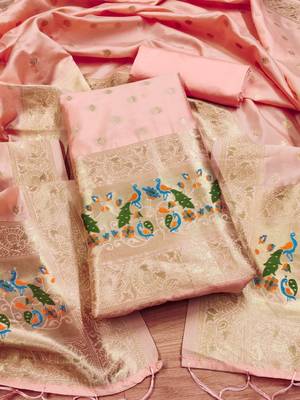 Pure zari soft banarasi silk 3pc dress material 2