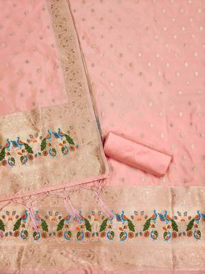Pure zari soft banarasi silk 3pc dress material 3