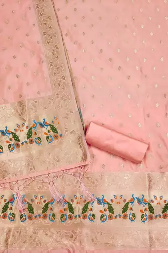 Pure zari soft banarasi silk 3pc dress material