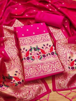 Pure zari soft banarasi silk 3pc dress material 1
