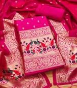 Pure zari soft banarasi silk 3pc dress material