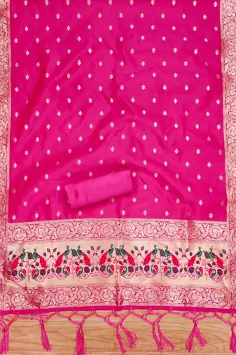 Pure zari soft banarasi silk 3pc dress material