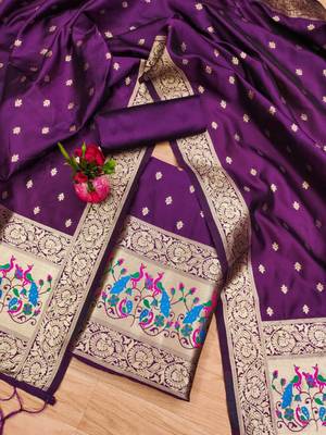 Pure zari soft banarasi silk 3pc dress material 1