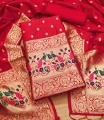 Pure zari soft banarasi silk 3pc dress material