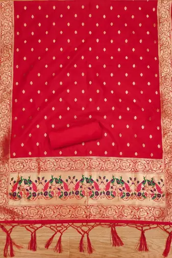 Pure zari soft banarasi silk 3pc dress material