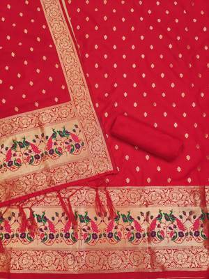 Pure zari soft banarasi silk 3pc dress material 4