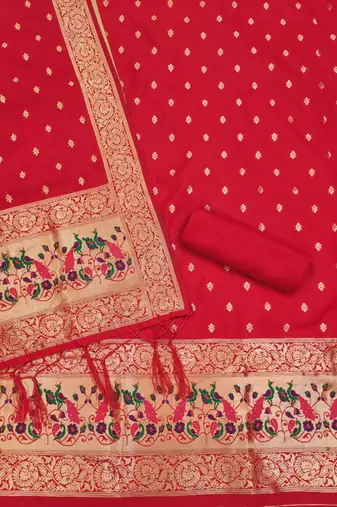 Pure zari soft banarasi silk 3pc dress material