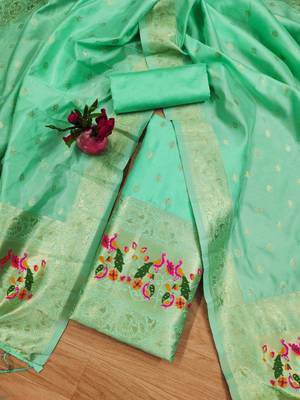Pure zari soft banarasi silk 3pc dress material 1