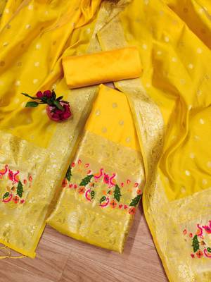 Pure zari soft banarasi silk 3pc dress material 1