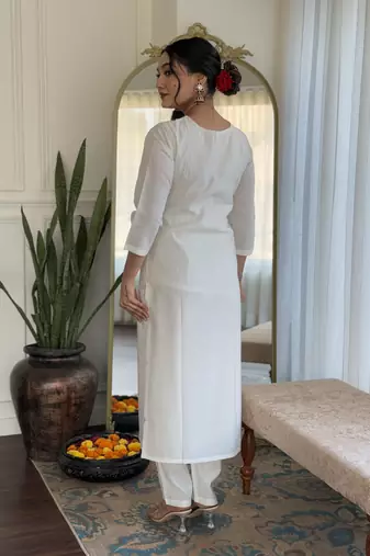 Women's Roman Silk Embroidered Straight Kurta Pant and Dupatta Set