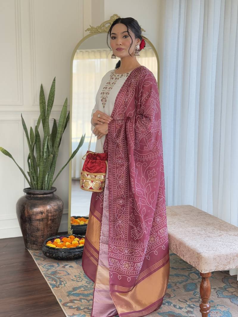 Women's Roman Silk Embroidered Straight Kurta, Pant and Dupatta Set