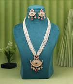 Rani & green color matte gold rajwadi temple necklace set