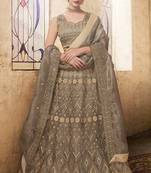 Grey Embroidered Organza Lehenga