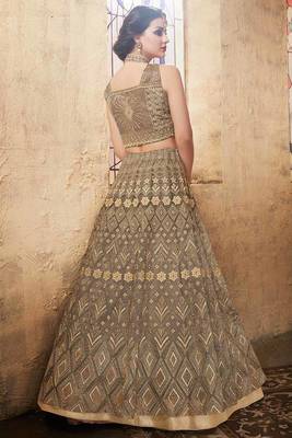 Grey Embroidered Organza Lehenga 4