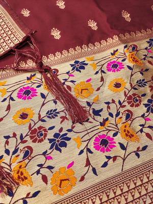 Maroon pure zari soft banarasi silk 3pc dress material 2