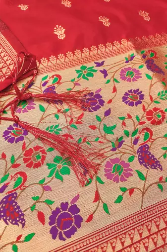 Red pure zari soft banarasi silk 3pc dress material