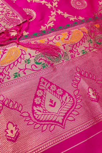 Pink pure zari soft banarasi silk 3pc dress material