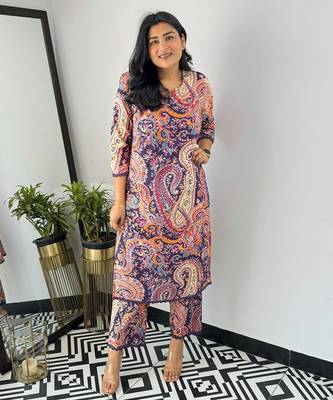 Multi viscosee printed kurta set 1