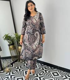 Black viscosee printed kurta set