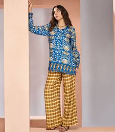 Royal blue muslin silk co - ord sets