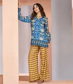 Royal blue muslin silk co - ord sets