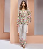 Off white muslin art silk printed Co-ord set