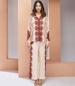 Cream printed silk co-ord sets