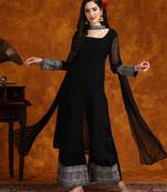 Women Georgette Fabric Embroidered work Straight cut Kurta, Pant and Dupatta Set