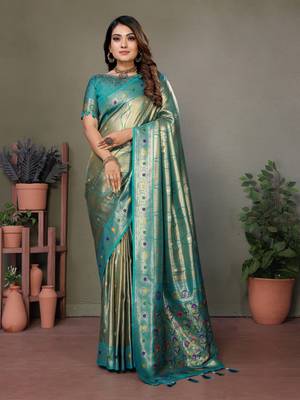 Rama tissue silk leriya design art kanjeevaram silk saree 1
