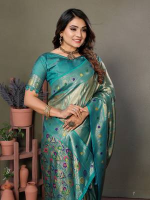 Rama tissue silk leriya design art kanjeevaram silk saree 4