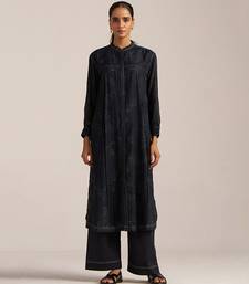 Black print button down co-ord set