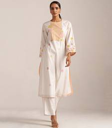 Ivory and multi color embroidered floral co-ord set