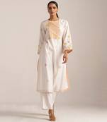 Ivory and multi color embroidered floral co-ord set