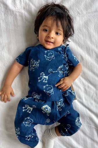 Organic zoo print angarakha top & pants