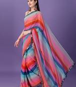 Multi printed work georgette bollywood style saree