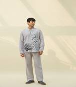 Grey handloom khadi printed  tunic